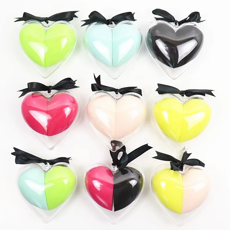 

BEAU FLY 2pcs Latex Free Sponge Set Soft Heart Shaped Makeup Sponge for Liquid Foundation Loose Powder, Yellow, green, hot pink, pink, blue, black