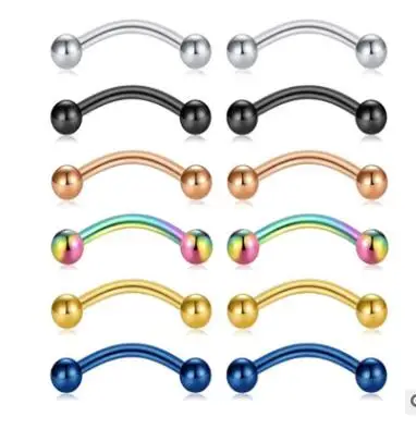 

Lot of 2pcs Titanium Anodized Colorful Curved Barbell Eyebrow Piercing Ring Fashion Girls Jewelry