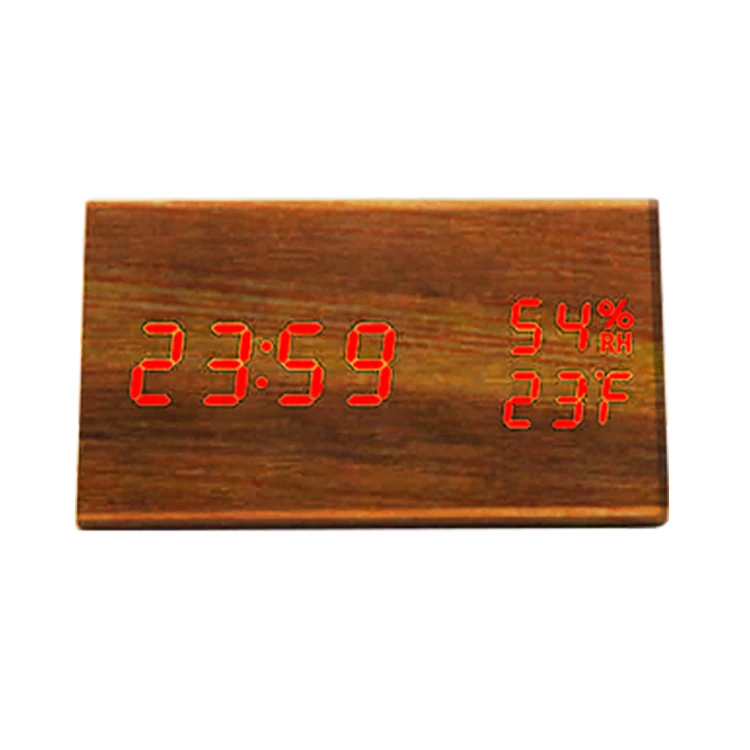 

2021 kids Gift Desktop Triangle Alarm Clock Led Clock Temperature Humidity Monitoring Smark Clock Led Wood, Black