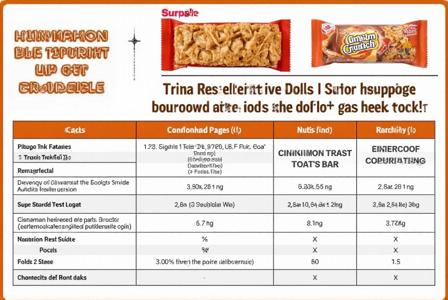 Close-up comparison of Cinnamon Toast Crunch cereal in a bowl next to an unwrapped Cinnamon Toast Crunch bar showing similar cinnamon sugar coating