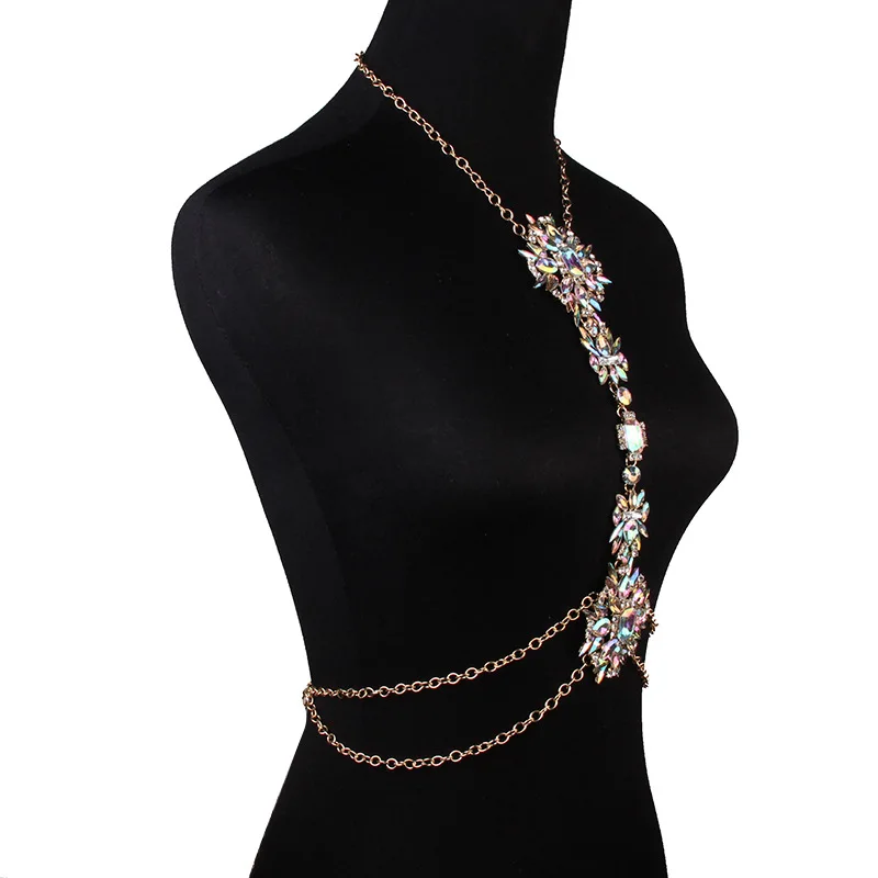 

The statement flower clavicle chain body chain wholesale diamond ladies small waist chian body chain accessories, Photo