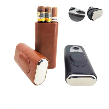 Two end hardware with cigar cutting leather cover