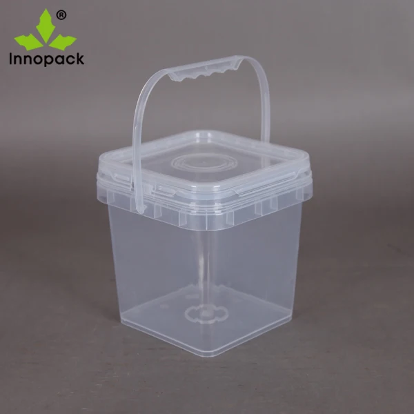 Clear Square Bucket 4l Plastic Bucket With Handle For Food Buy
