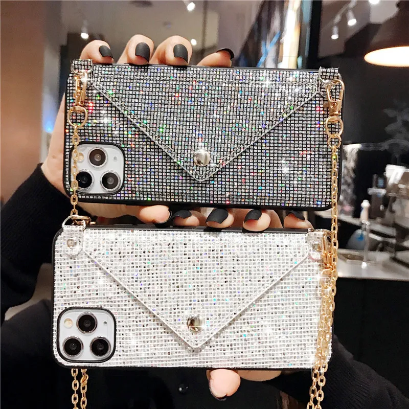 

drop-shipping luxury phone case for iphone 11 pro max chain purse case for girls