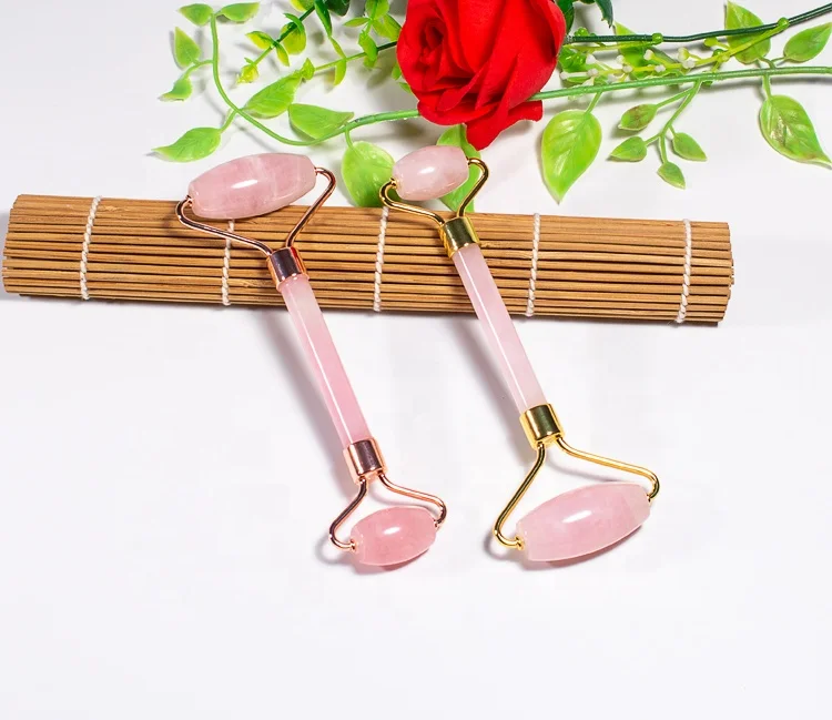 

Jade beauty roller skin care facial massage Guasha Tool Jade Facial Massage Natural Rose Quartz stone Roller face, Pink