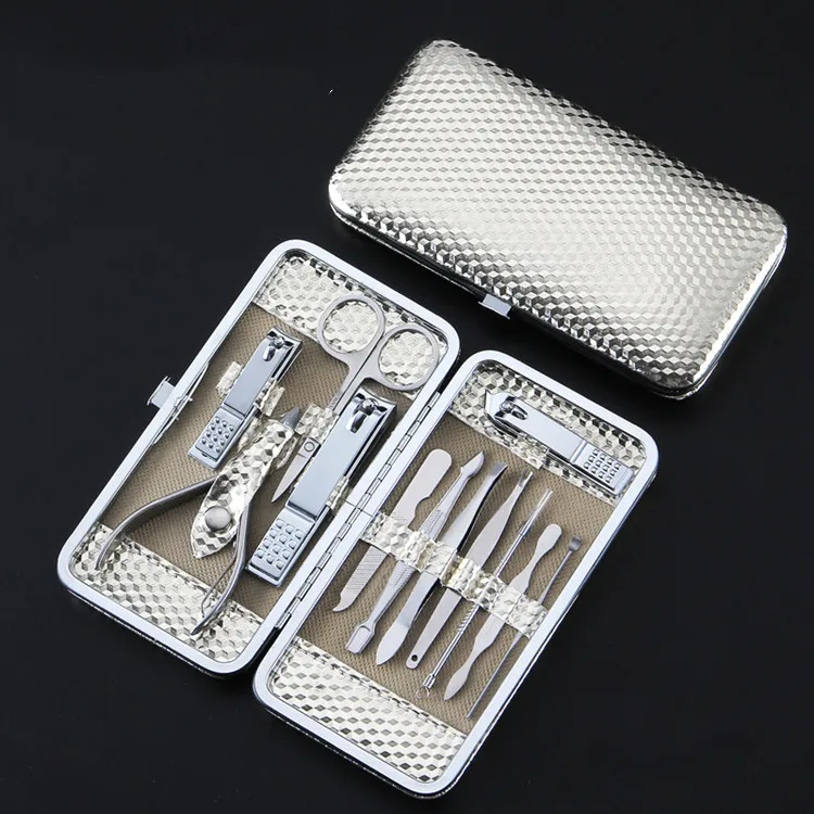 Stainless Steel Nail Clipper Travel Grooming Kit Nail Tools Manicure Pedicure Set of 12pcs