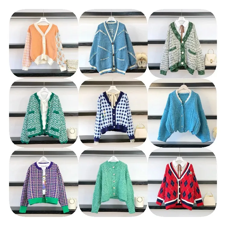 

new arrival factory direct sale v-neck pure woolen tops for women cardigan sweater