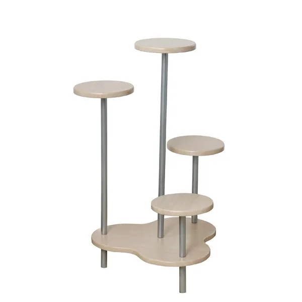 

Metal corner flower pot plant stand with wooden top factory wholesale