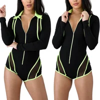 

Casual contrast color one piece short jumpsuit romper women
