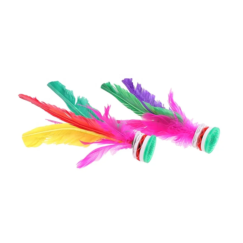 

TY Colorful Feather Shuttlecock China Jianzi Foot Kick Hand Wheel Fancy Feather Shuttlecock Fitness Entertainment, As pictures