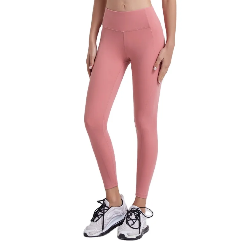 

Yoga Pants With Pockets Double-Sided Sanding High Waist Stretch Cross Stitching Fitness Sports Pants Workout Clothes For Woman, As shown