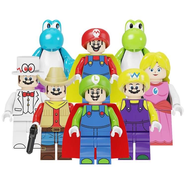 

Super Bros Luigi Peach Yoshi Mario Mini Action Figure Mario Assemble Building Block Figure Plastic Toys Bricks CY8001