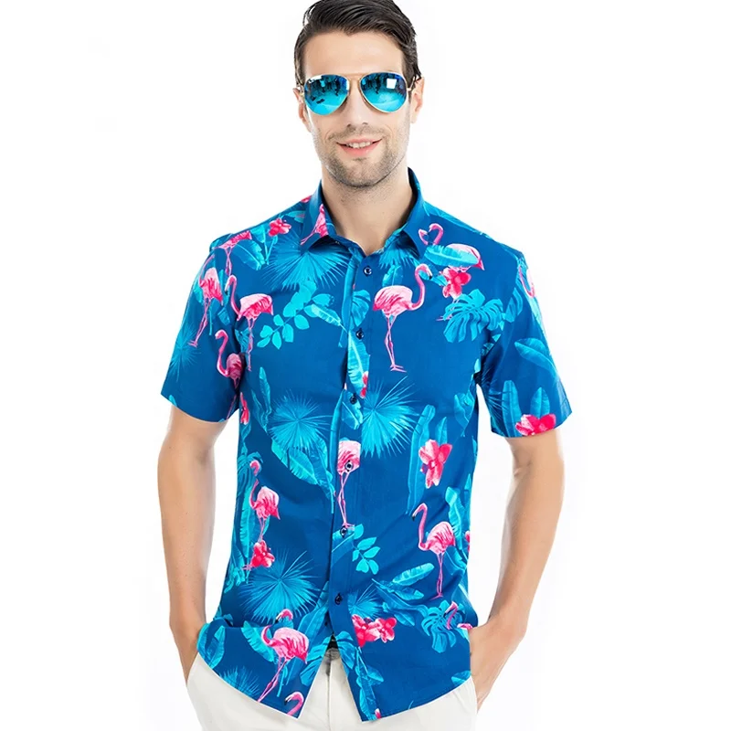 

Stylish digital print custom pattern camisa masculina short sleeve men plus size beach Hawaiian shirts blouse, Custom color