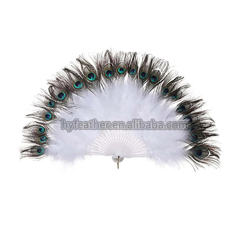 Wholesale Artificial Handmade Dyed Feather For Decoration Cheap Peacock Feather Fan Dancing 3505