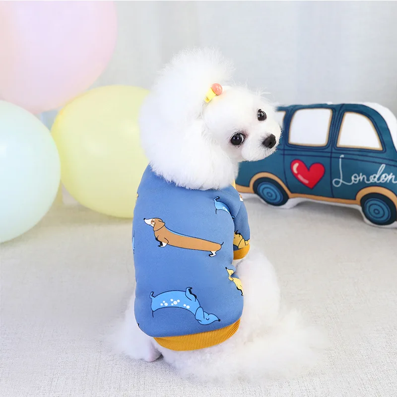 

Drop shipping Fashion autumn winter pet clothes plus velvet thickening dot pet clothes dog hoodie sweatshirts pullover, 3 colors