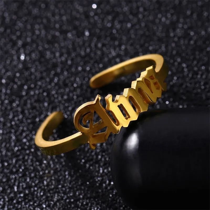 

Fashion Personalized Custom Name Plate Rings Gold for Women Gifts Machine Luxury Stainless Steel Engagement Rings Rings Unisex