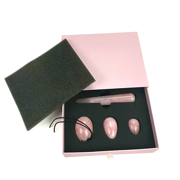 
rose Quartz aventurine jade stone crystal stone Kegel yoni eggs set with massage stick 