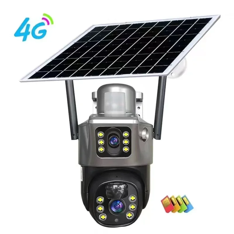 

10X Optical Zoom Auto Human Tracking GSM Alarm 4K Dual Lens 8mp Outdoor Wireless Security 4G Solar Network Cctv Camera