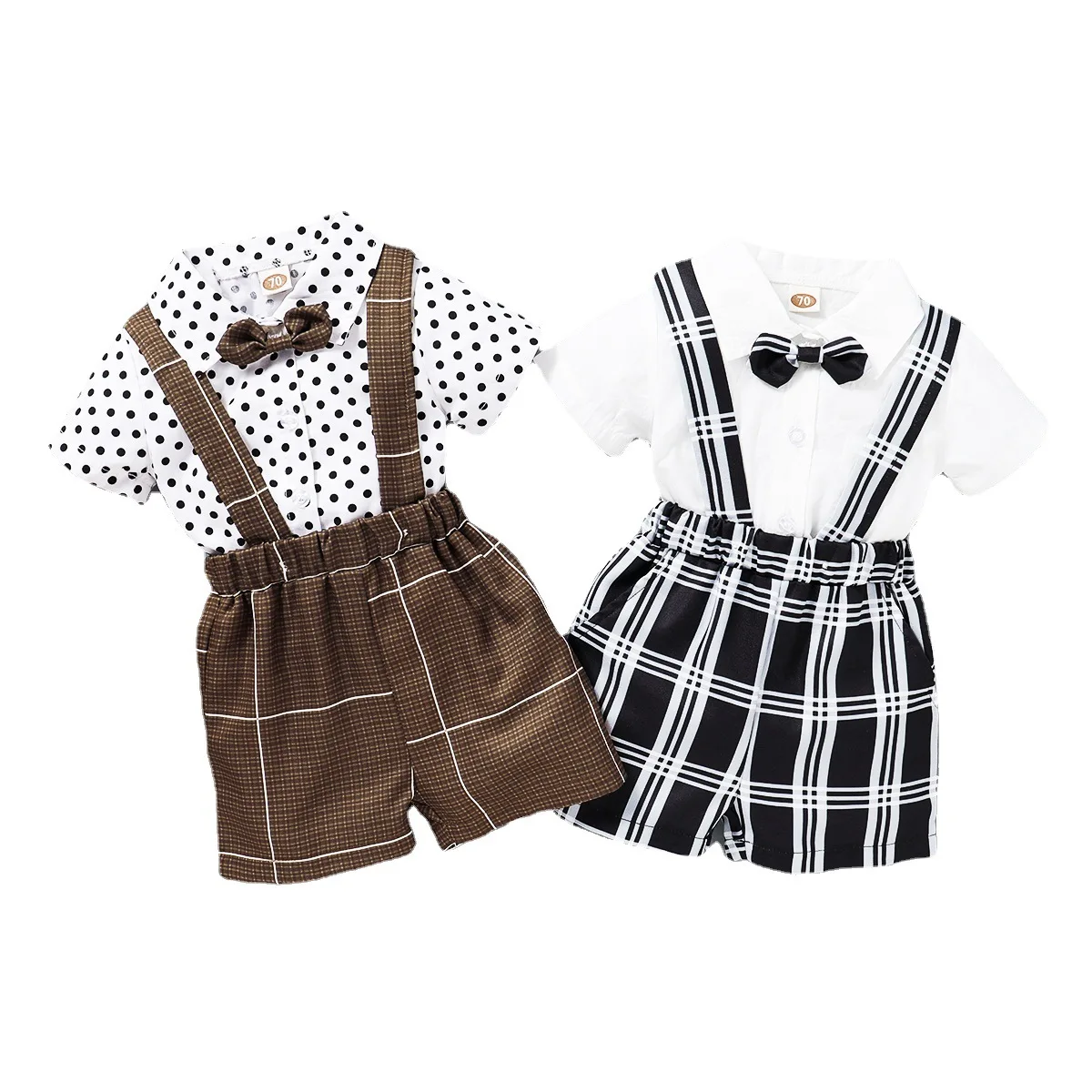 

Hot new designer short sleeve bow-knot solid dot summer fashion baby boy clothes