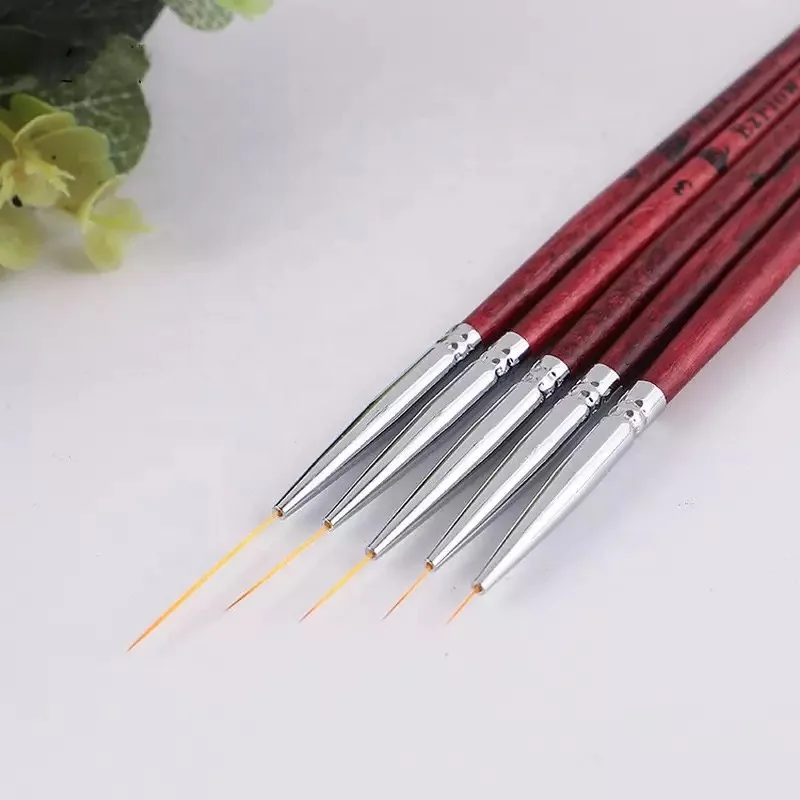 

1Pc Nail Art Brush Wooden Handle Lines Stripe Flower Drawing Pen Nails UV Gel Extension Builde Manicure Tool, Picture
