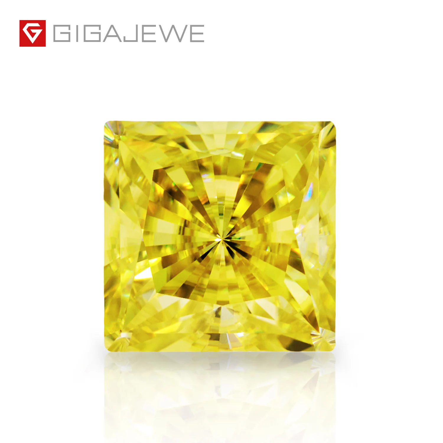 

GIGAJEWE uncoated Princess Cut For Jewelry Making VVS1 Test Passed Gemstone fancy Vivd Yellow Moissanite