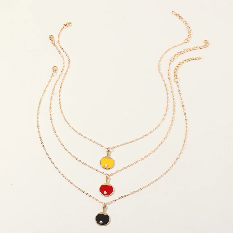 

Wholesale Fashion Oil Drip Table Tennis Bats Statement Pearl Necklace Designer Pearl Necklace For Girls