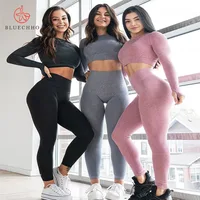 

Fasion Newest Women Sports Gym Wear Tights And Crop Top 2 Pieces Seamless Yoga Set