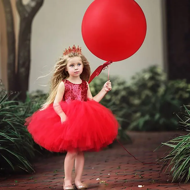 

Hot Sale Girls Dress Baby Girl Wedding Bubble Dress Girls Party Dresses Summer TuTu, Pic shows