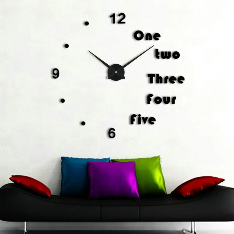 

Metal 3D DIY Wall Clock Big Size Home Decoration, Silver/black/gold
