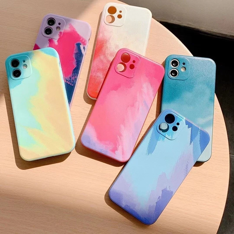 

Watercolor Blooming Oil Painting Phone Case For iPhone 12 Mini 11 Pro Max X XR XS Max 8 7 Plus SE 2020 Protective Back Cover