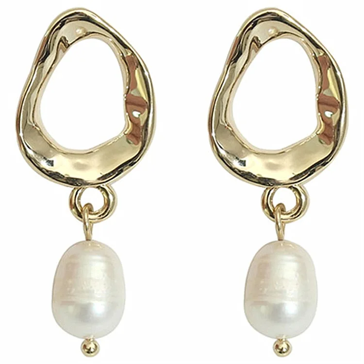 

New design simple gold plated pearl earring beads 2021, Picture shows