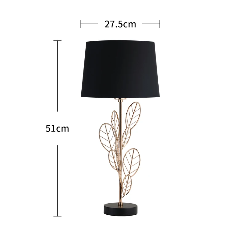 European modern design creative leaf shape iron material luxury gold table lamps for hotel home decor.jpg