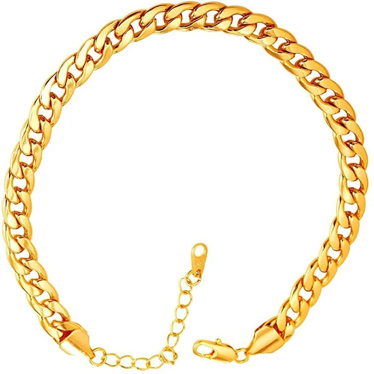 

Extender Stainless Steel 18K Gold Plated Cuban Link Figaro Chain Anklets For Women Men Beach And Party Foot Jewelry, As pic shown