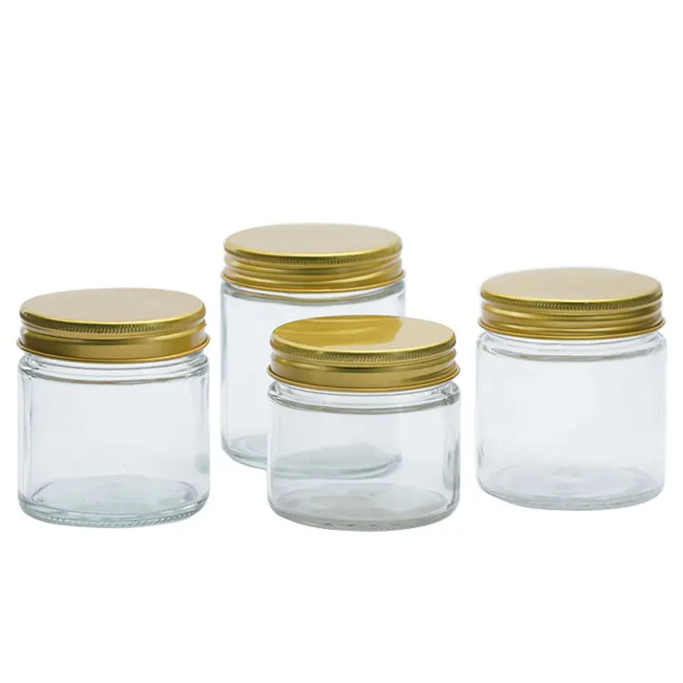 

Wholesale 200ml round empty food grade clear caviar jam glass mason jar with lid