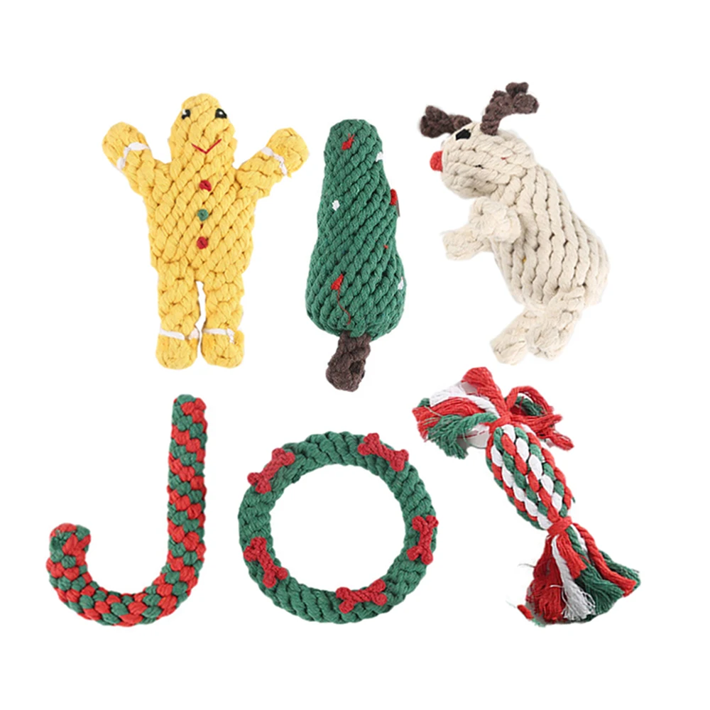 

Soft Hemp Cotton Rope Eco Friendly Gingerbread Christmas Toy For Dog, Picture showed