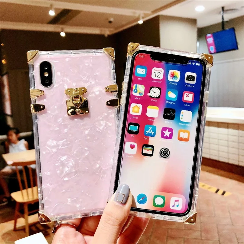 

Luxury Square Clear TPU Case For iPhone 11 Pro Max Soft Silicone Bling Phone Cover For iPhone X Max XR For iPhone 6 7 8 Plus