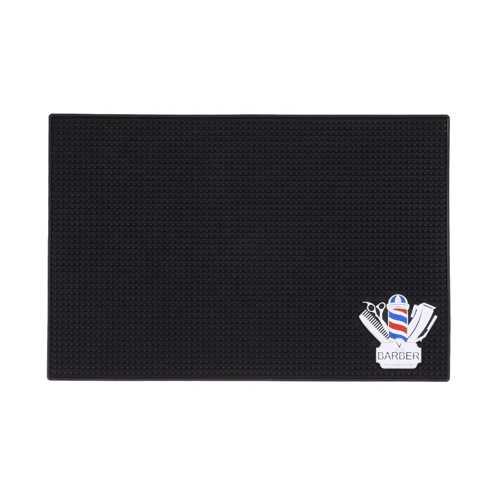 

CestoMen Custom Logo Hair Styling Tools Mat Flexible Nonslip Pad Elastic Salon Silicone Heat Resistant Mat for Barber, Black