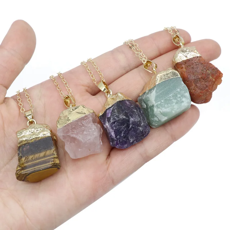 

Hot Sale Good Hat Irregular Multicolor Raw Stone Pendant Healing Crystal Pendant Jewelry