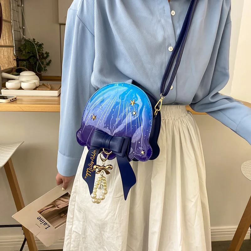 

Dreamlike Creative Jellyfish Shoulder Bag Pearl Bow Rivet Crossbar Acaleph Women'S Bag