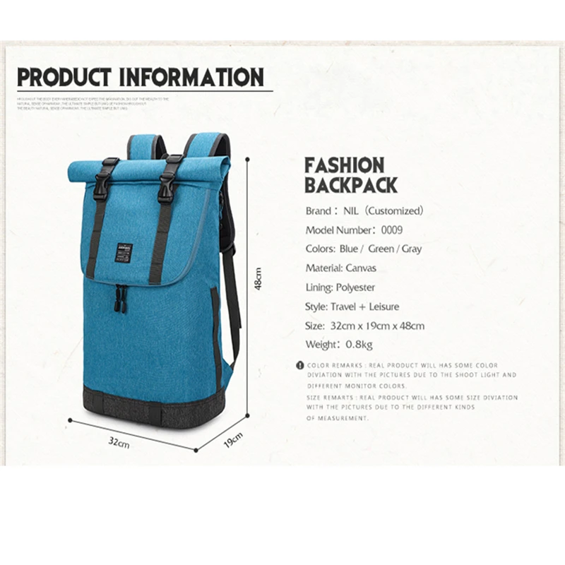 mochilas Laptop Backpack Women & Men Roll Top Water Resistant Travel Hiking Rucksack Lightweight Casual Daypack Stylish School Bag