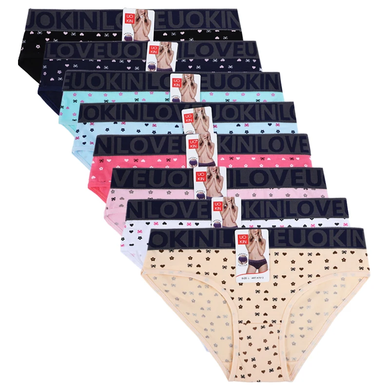 

UOKIN Wholesale women's underwear cotton printed ladies briefs factory direct sales, 8 colors