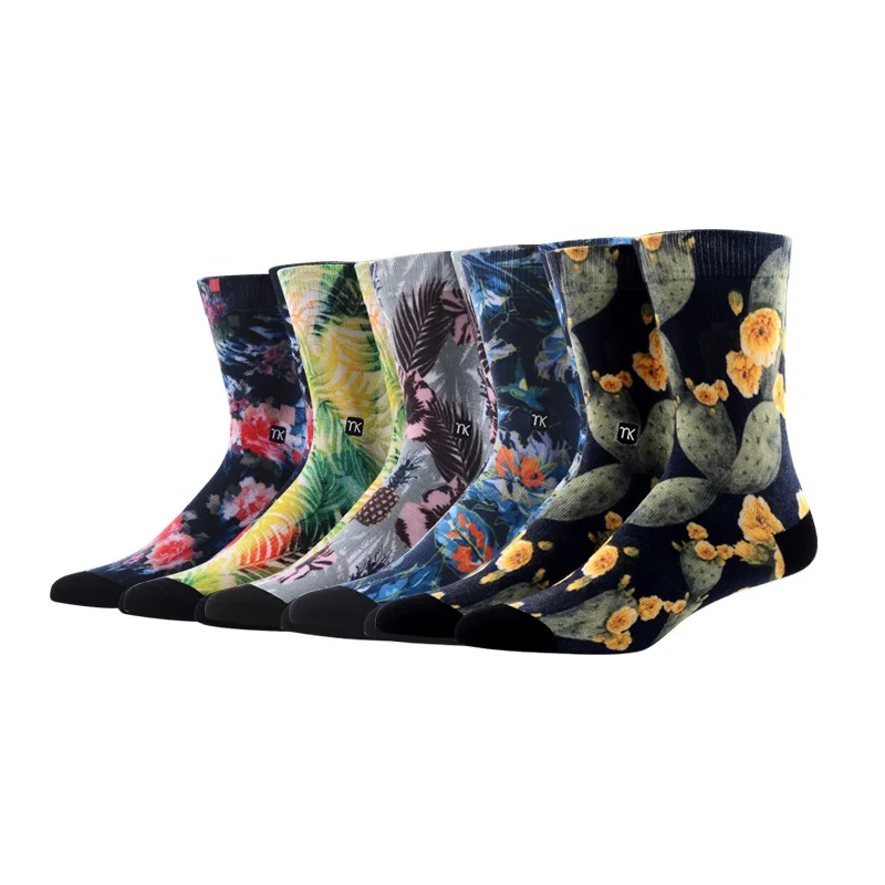 

MEIKAN Plants Series Pattern design Coolmax Unisex Funny Men Crew Custom Sublimation Printing Socks as a Gift