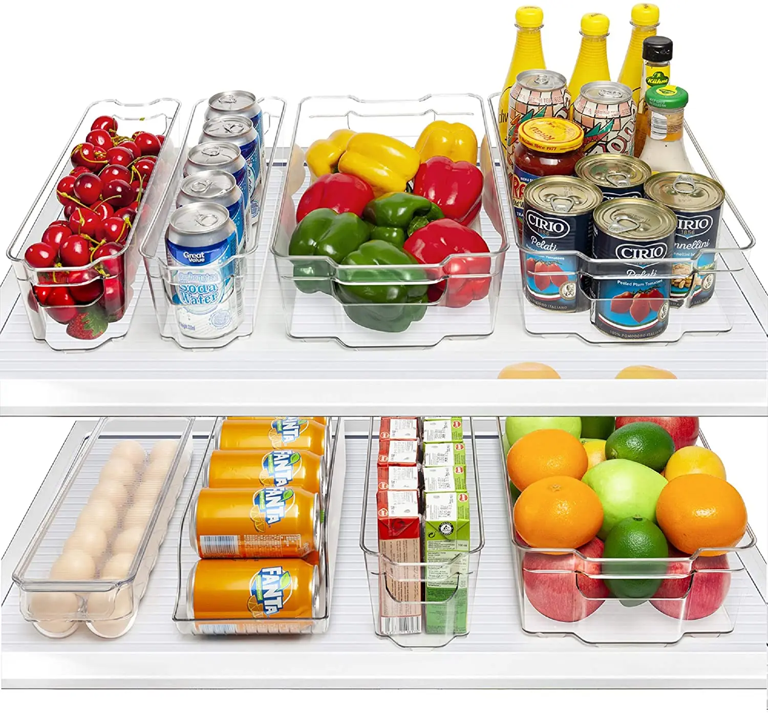 

8 Pieces BPA-Free Clear Plastic Refrigerator Pantry Fridge Organizer Bins Kitchen Cabinets for Freezer and Pantry, Transparent