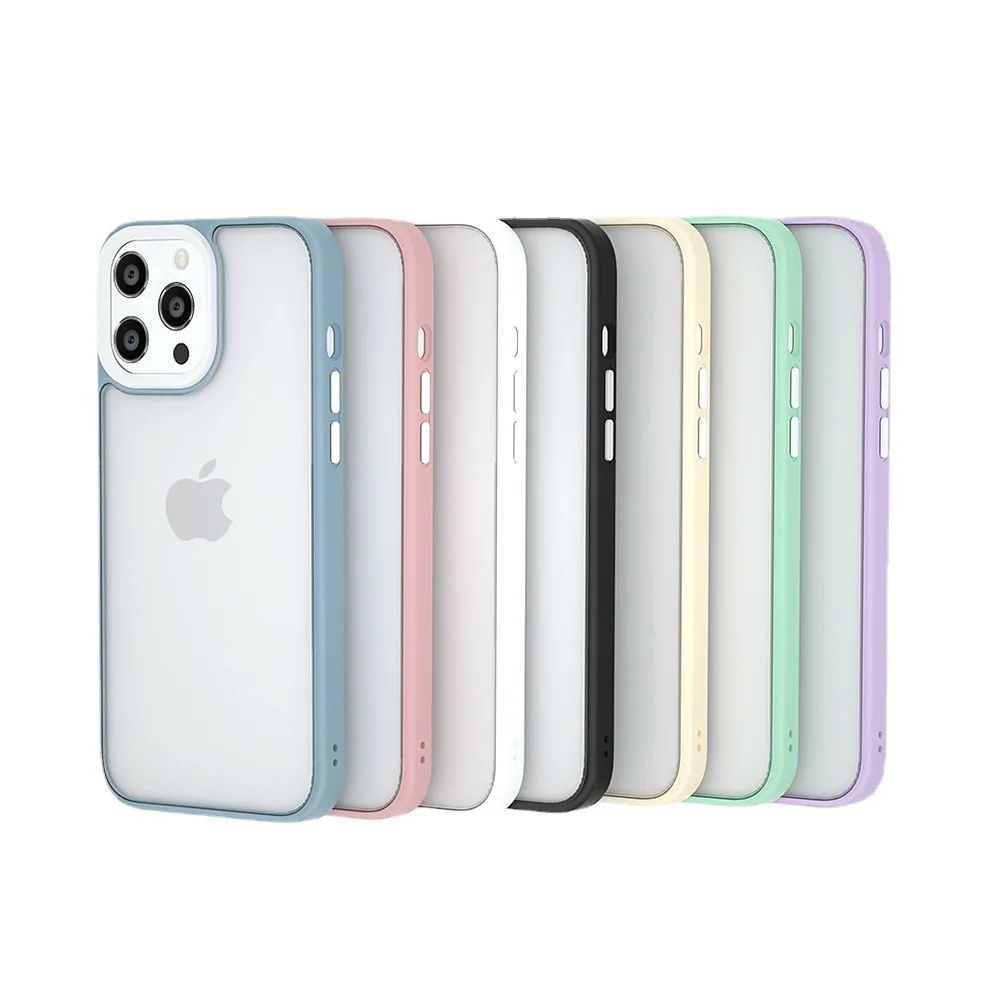 

New TPU+PC Transparent case Matte custom mobile phone case for iphone13 case, Orange,light purple,white,gray blue,pink,black,light green