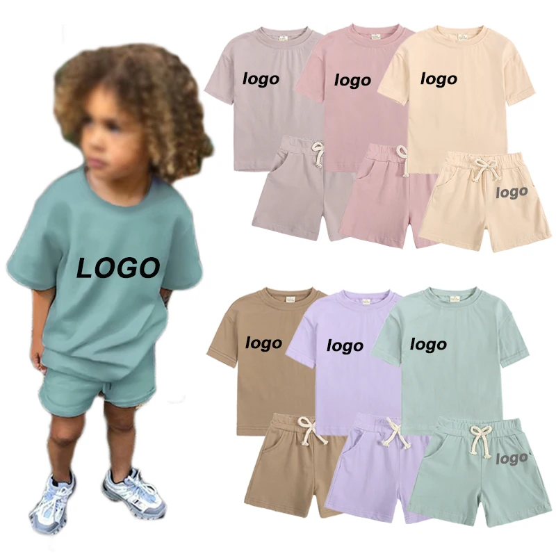 

wholesale children clothing summer short sleeve 2pcs cotton boy kid clothes sets, As picture