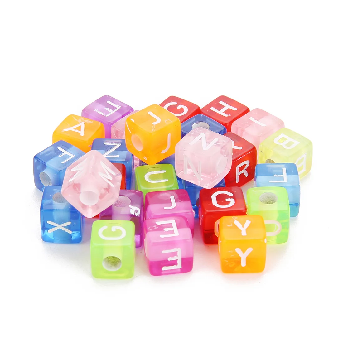 

6/7/10 MM Acrylic Transparent Colored Letter Beads Jewelry Accessories DIY Beaded Handmade