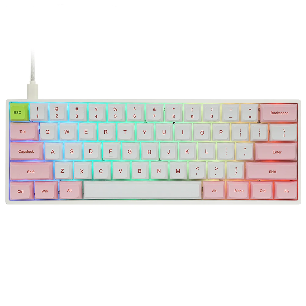

colors PBT keycap gateron optical switch water proof 61 keys RGB backlight mechanical gaming keyboard, Black with rgb light