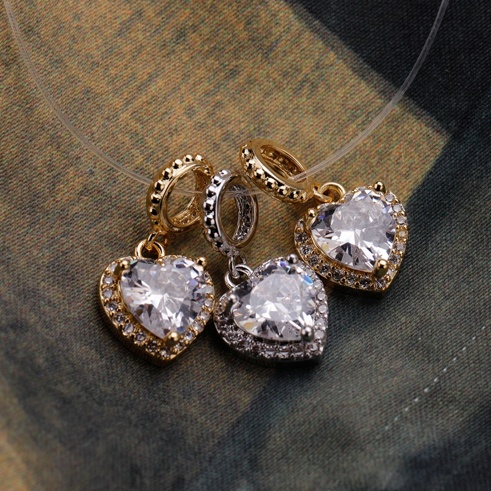 

In Stock New Coming Heart Series Micro Pave Shiny Pendant For Gift, 2 colors