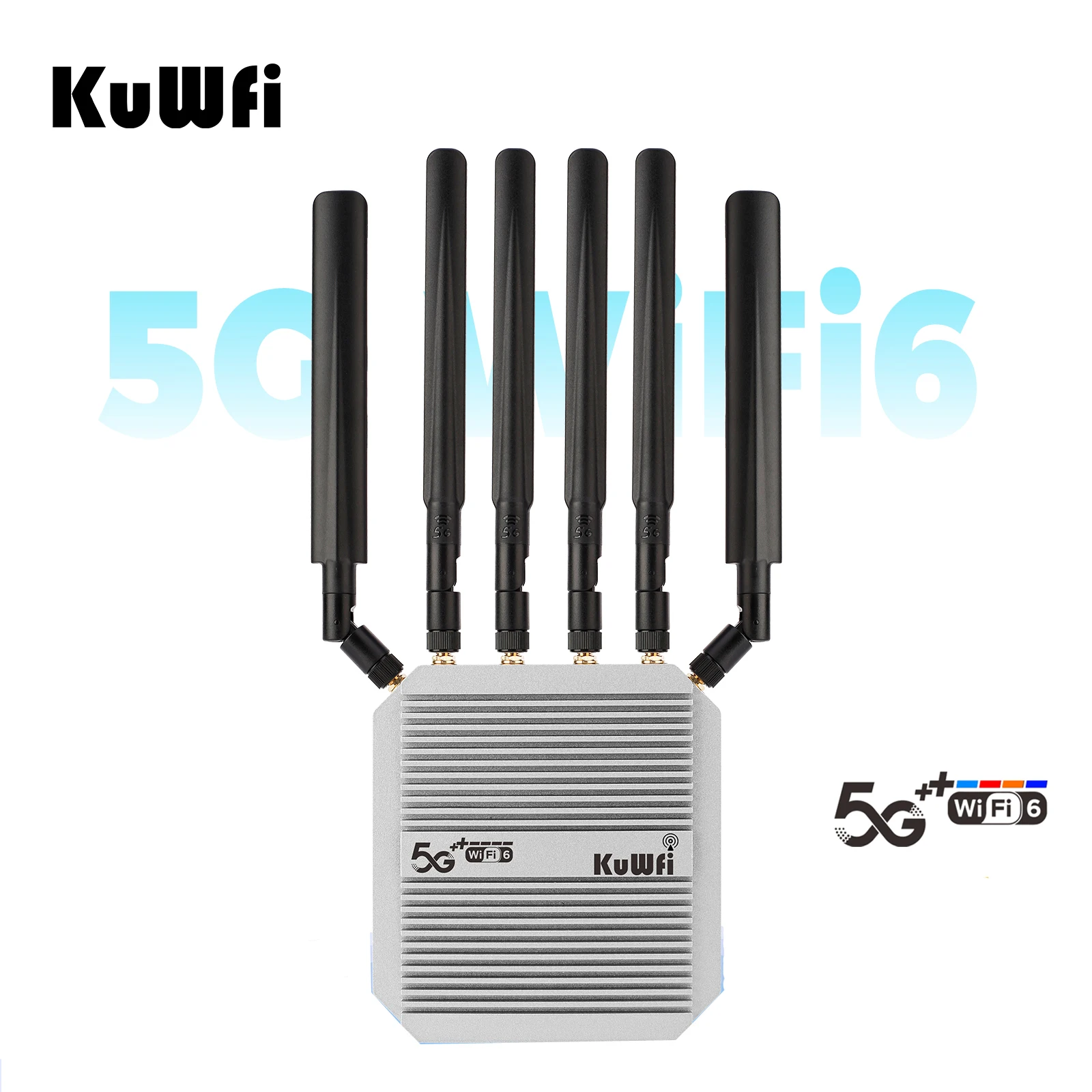 

KuWFi 3000Mbps high speed port wireless 5g cpe wifi6 router NSA/SA metal case outdoor 5g wifi router with sim card slot