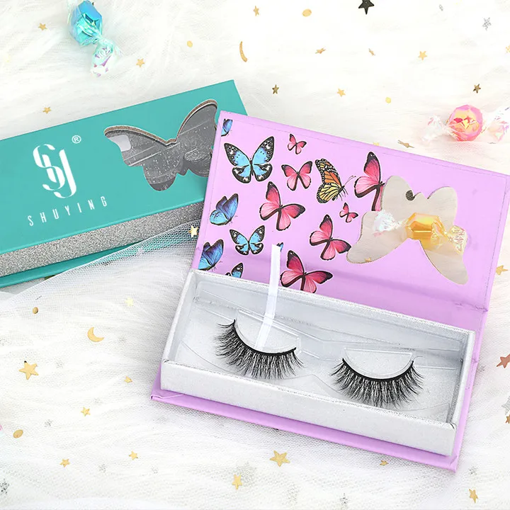 

SY SHUYING Fake Eyelashes Manufacturers 15 mm Faux Mink 3d Eyelashes Vendor Butterfly Lashes Shaped Box, Black